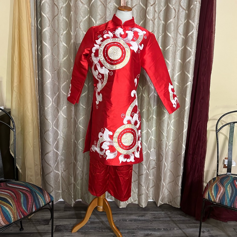 Red Traditional Embroidered Outfit
